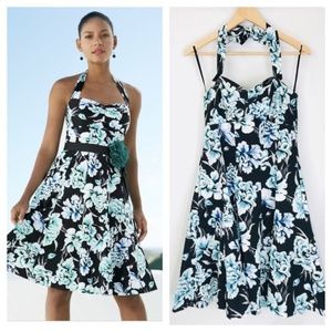 [WHBM] Floral Fit Flare Strapless Dress
